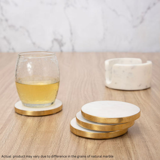 Gold rim marble coaster