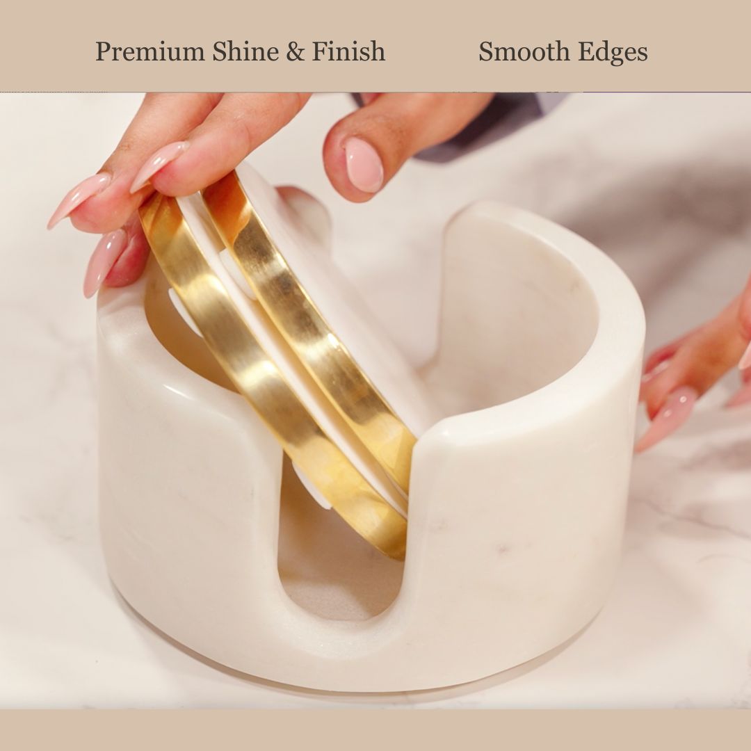 Gold rim marble coaster