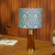 Mango Wood Table Lamp, Teal Garlands Fabric Shade - RIO Collection