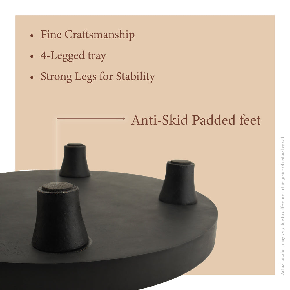 Round Wooden Ribbed Platter