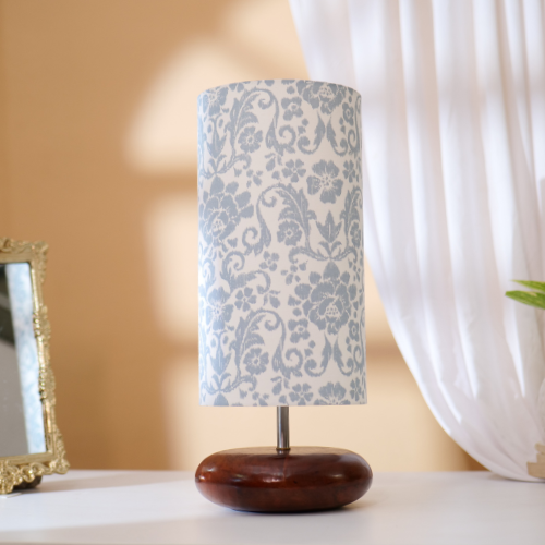 Mango Wood Table Lamp, English Country Fabric Shade - RIO Collection