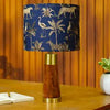Mango Wood Table Lamp, Savanna Blues Fabric Shade - RIO Collection