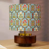 Mango Wood Table Lamp, Teal Garlands Fabric Shade - RIO Collection