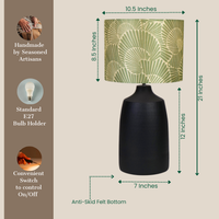 Handcrafted table lamp with Indian artwork, E27 bulb holder, anti-skid felt base, 21-inch height, and convenient switch — thumbnail