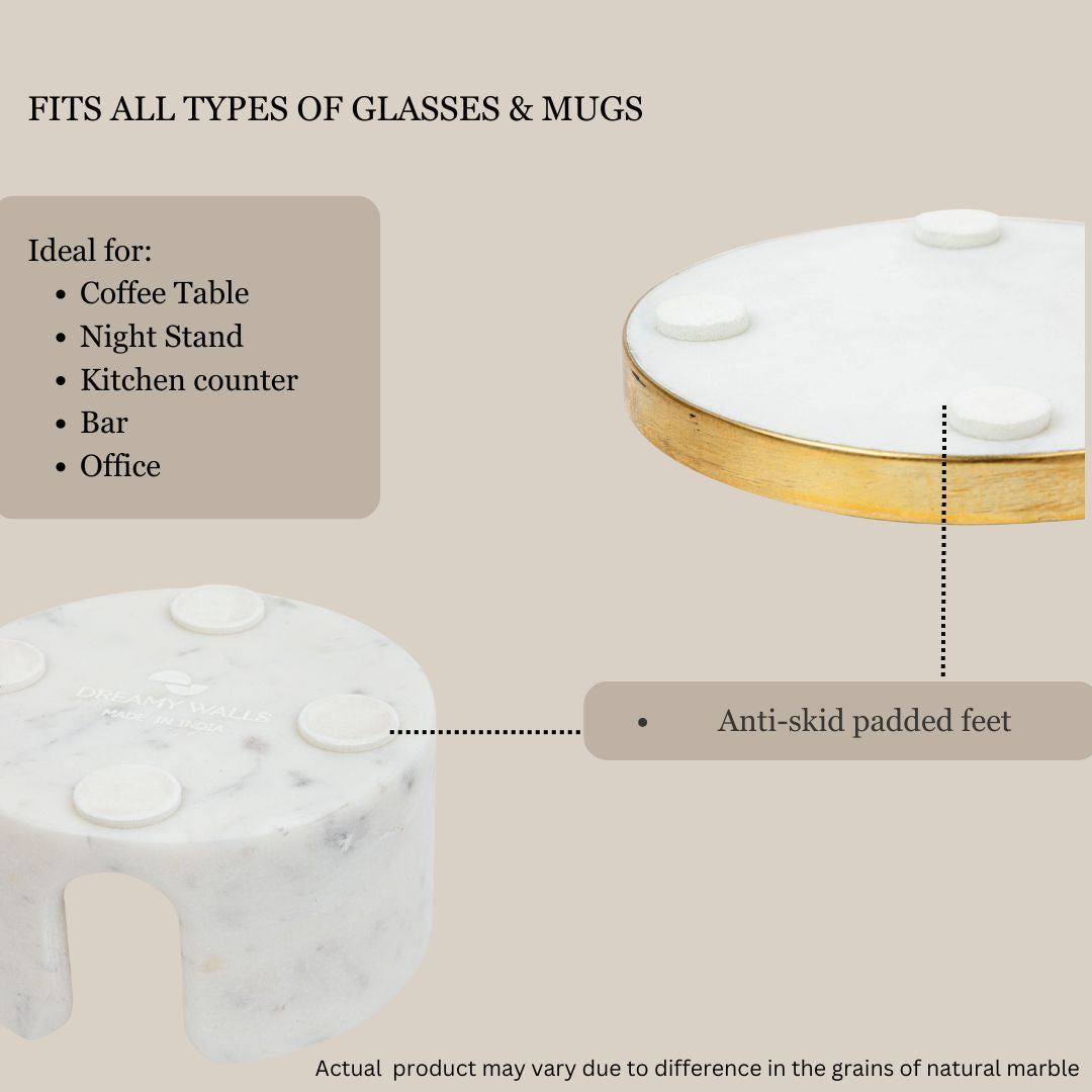 Gold rim marble coaster