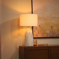 Terracotta White Handle Table Lamp, handmade in India — thumbnail