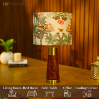 Mango Wood Table Lamp, Jungle Tales Shade - RIO Collection — thumbnail