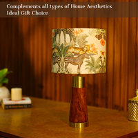 Mango Wood Table Lamp, Jungle Tales Shade - RIO Collection — thumbnail