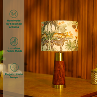 Mango Wood Table Lamp, Jungle Tales Shade - RIO Collection — thumbnail