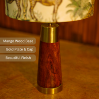 Mango Wood Table Lamp, Jungle Tales Shade - RIO Collection — thumbnail
