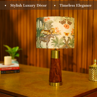 Mango Wood Table Lamp, Jungle Tales Shade - RIO Collection — thumbnail
