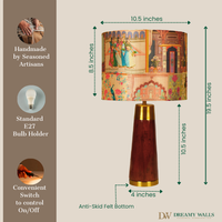 Mango Wood Table Lamp, Maharani Mango Silk Shade - RIO Collection — thumbnail