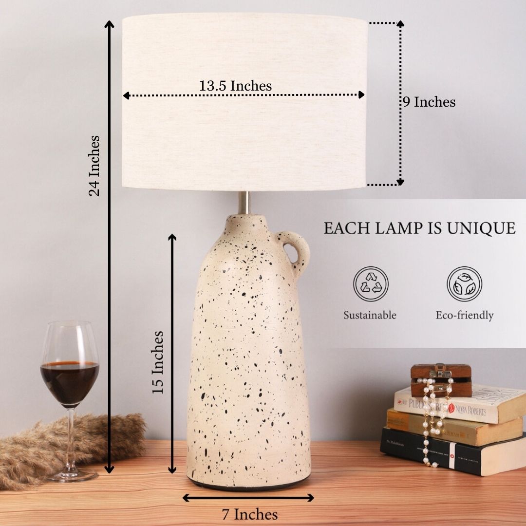 Terracotta White Handle Table Lamp, view 5