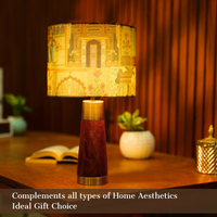 Mango Wood Table Lamp, Maharani Mango Silk Shade - RIO Collection — thumbnail