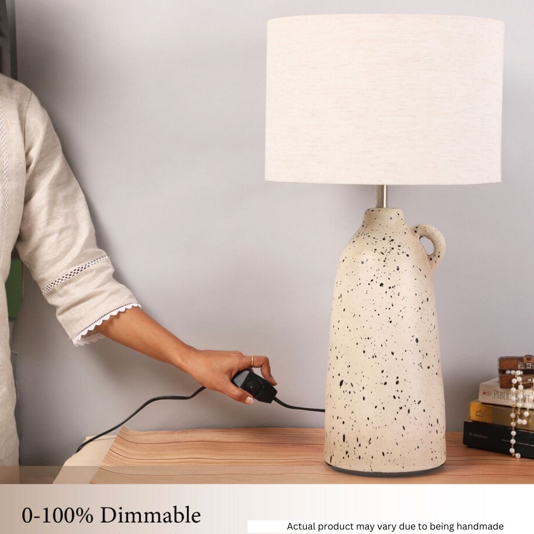 Terracotta White Handle Table Lamp, view 6