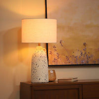 Terracotta White Handle Table Lamp, view 3 — thumbnail