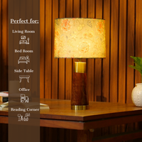 Mango Wood Table Lamp, Persian Flowers Mango Silk Shade - RIO Collection — thumbnail