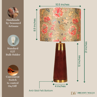 Mango Wood Table Lamp, Persian Flowers Mango Silk Shade - RIO Collection — thumbnail