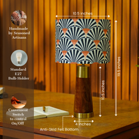 Mango Wood Table Lamp, Orange Zebra Fabric Shade - RIO Collection — thumbnail