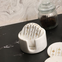 Marble & Mother-of-Pearl Coasters with Brass Inlay — thumbnail