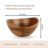 Wooden Boat Salad Bowl with Serving Spoons — thumbnail