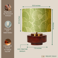 Mango Wood Table Lamp, Lily Leaves Mango Silk Shade - RIO Collection — thumbnail