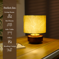 Mango Wood Table Lamp, Lily Leaves Mango Silk Shade - RIO Collection — thumbnail
