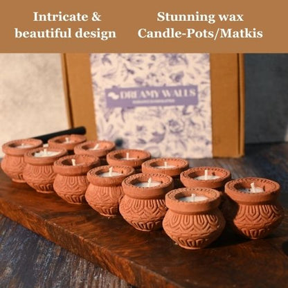 Terracotta Candle Pots Set of 12