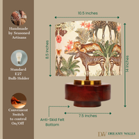 Mango Wood Table Lamps, Jungle Tales Fabric Shade - Rio Collection — thumbnail