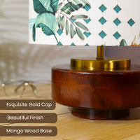 Mango Wood Table Lamps shade, Green Tropical Mango Silk Shade - RIO Collection — thumbnail