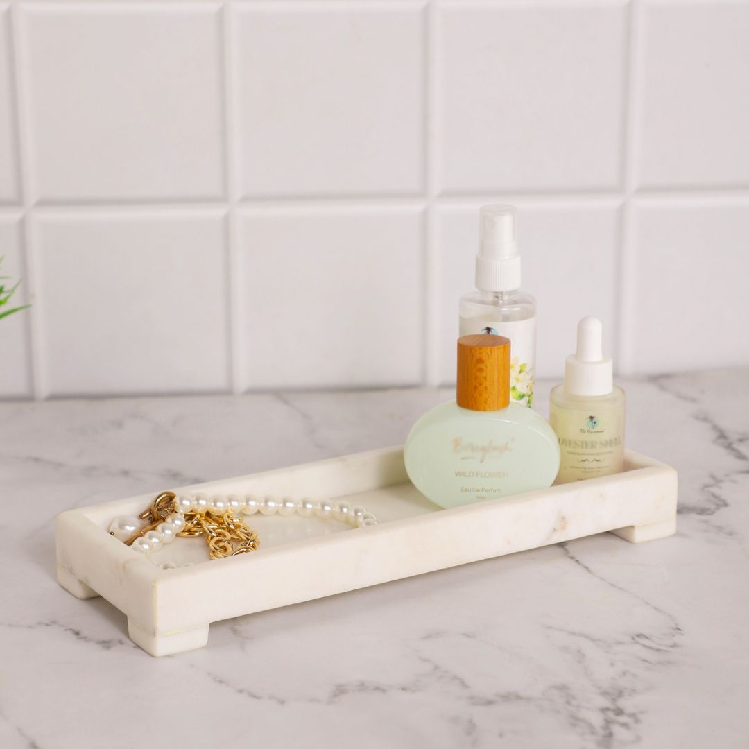 Handcrafted Marble Tray for Vanity, Bathroom & Home Decor