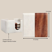 Marble-Acacia Wood Square Coasters — thumbnail