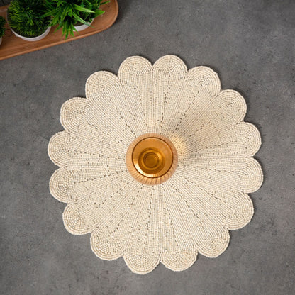 Ivory Glass Beads Floral Placemats