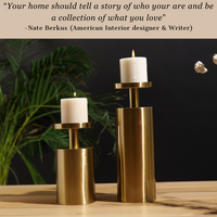 Gold Pillar Candle Stands, Set of 2 — thumbnail