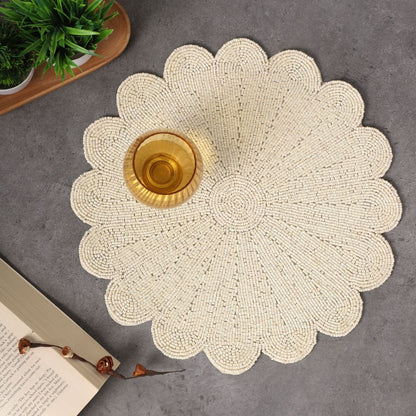 Ivory Glass Beads Floral Placemats