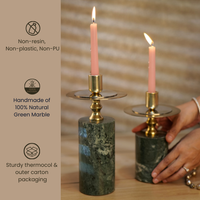 Green Marble Candle Stands, Set of 2 — thumbnail