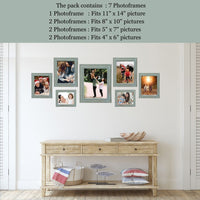 Wooden Green-Gold Distressed Photo Frames Set of 7 — thumbnail
