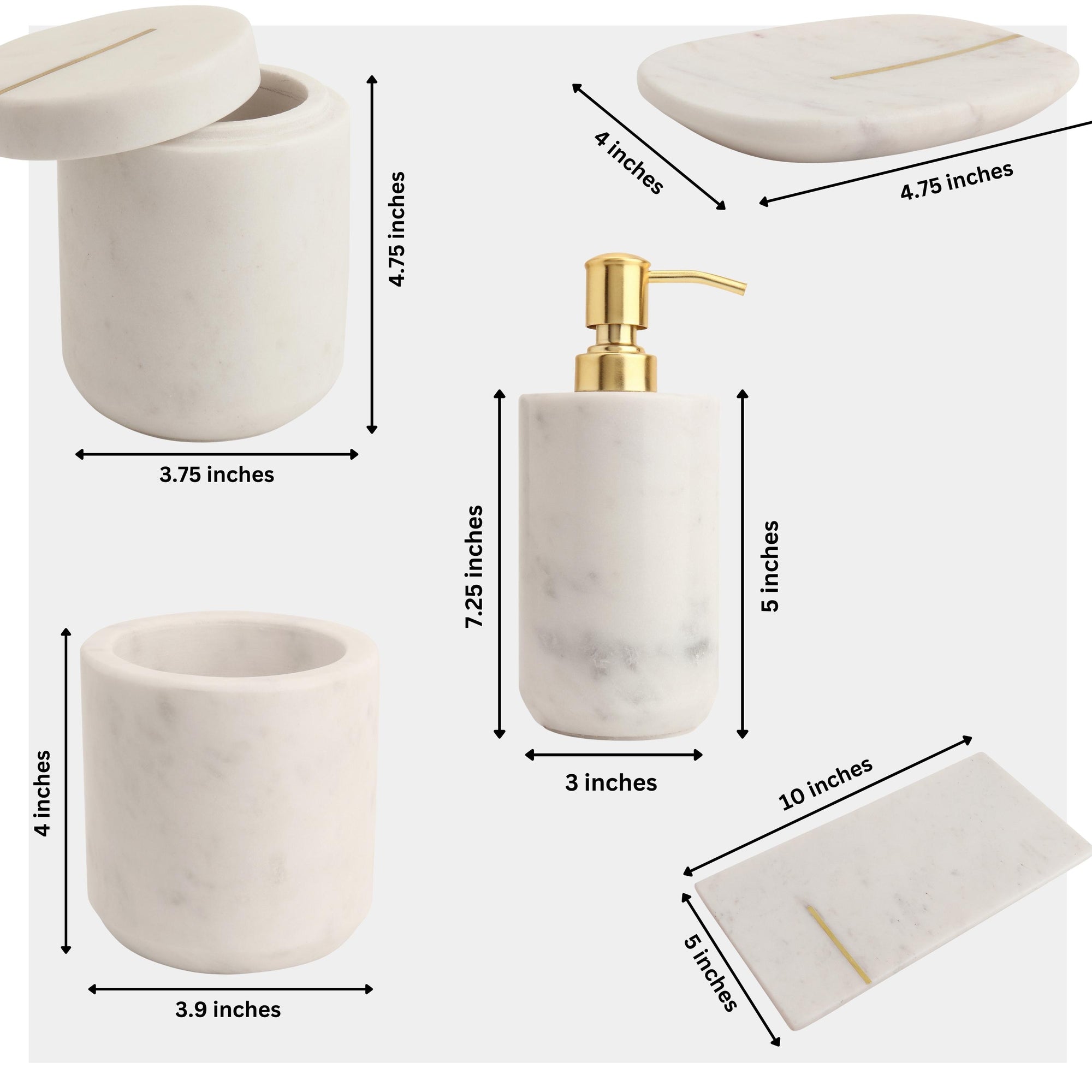 handcrafted marble accessories set