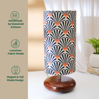 Mango Wood Table Lamp, Orange Zebra Fabric Shade - RIO Collection — thumbnail