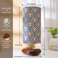 Mango Wood Table Lamp, Orange Zebra Fabric Shade - RIO Collection — thumbnail
