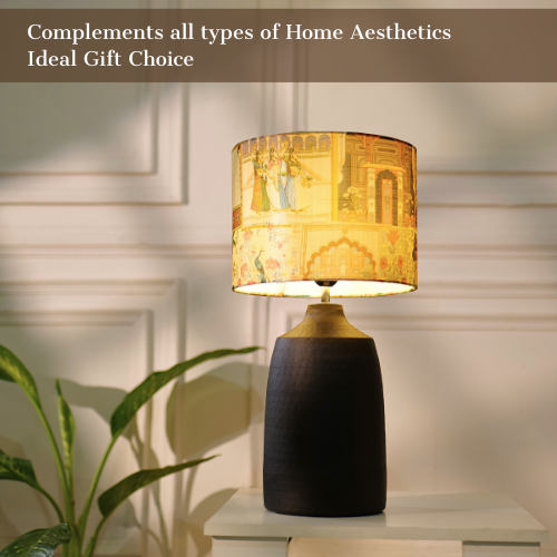 Promotional image for Rio Lamp Shades featuring various colorful and artistic lamp shade designs.