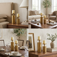 Gold Pillar Candle Stands, Set of 2 — thumbnail