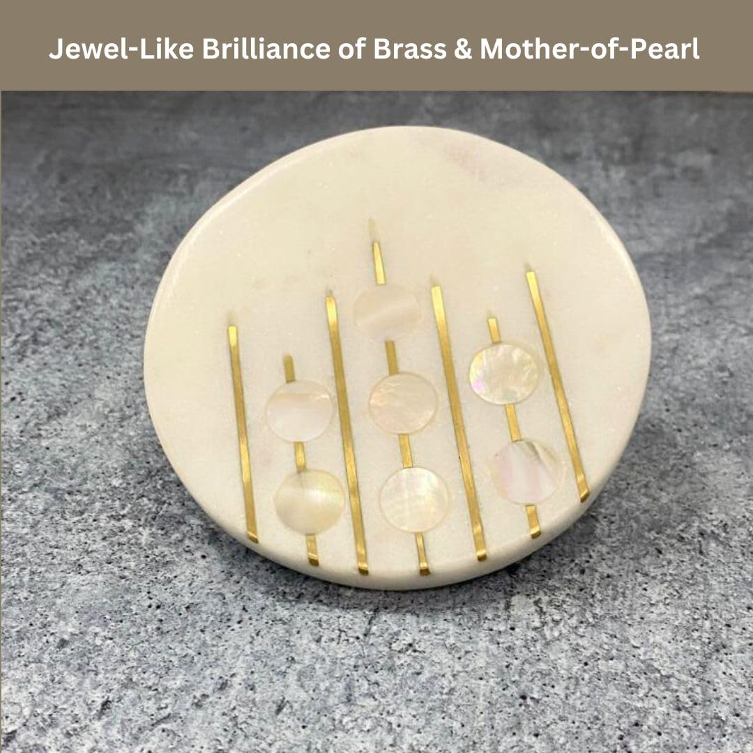 Marble & Mother-of-Pearl Coasters with Brass Inlay