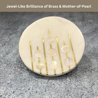 Marble & Mother-of-Pearl Coasters with Brass Inlay — thumbnail