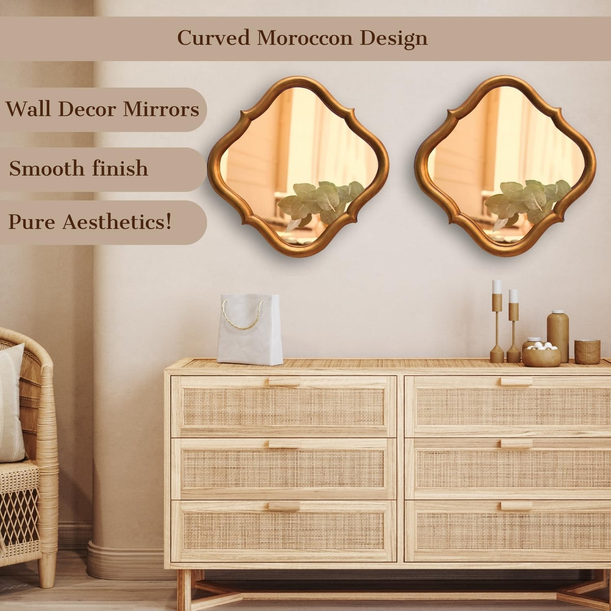 Moroccan Rhombus Mirrors, Set of 2