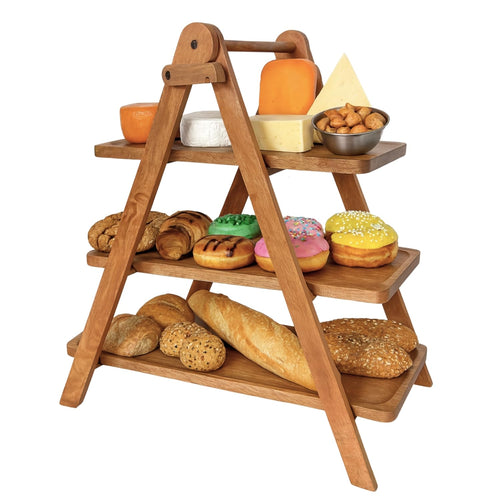 3-tier tray styled with breads and desserts