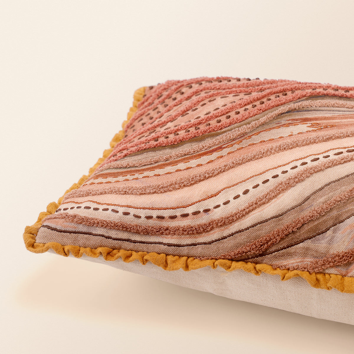 ZANSKAR Oblong Cushion, Aari, 12 x 20 Inch, Rust, Earth Series
