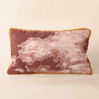MIKIR Oblong Cushion, Aari, 12 x 20 Inch, Mocha, Earth Series — thumbnail