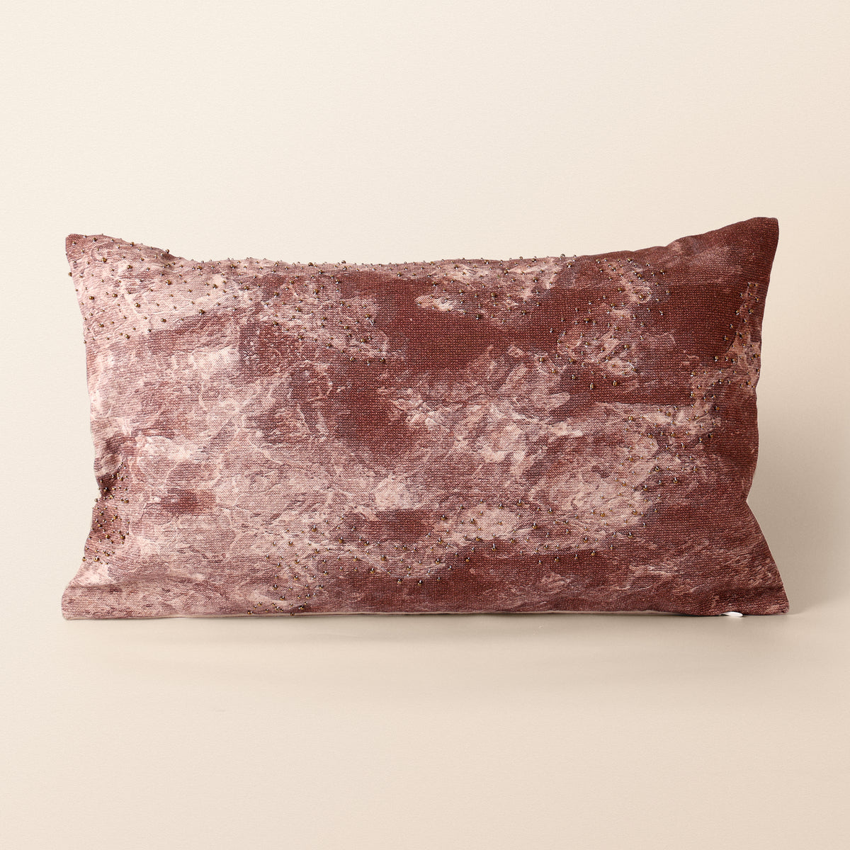 QUARTZ Oblong Cushion, Aari, 12 x 20 Inch, Mocha, Earth Series