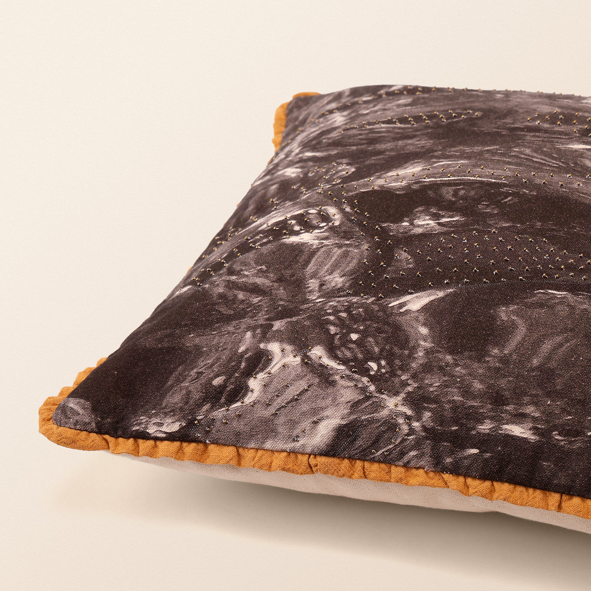 TERRA Square Cushion, Aari, 18 x 18 Inch, Black, Earth Series